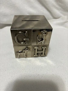 ABC CHILDS BANK METAL USED (Silverplated) (Read description) - Picture 1 of 7