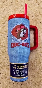 Buc-ee’s Brand New Textured Denim Stainless Steel 40oz Tumbler Yukon Outfitters - Picture 1 of 5