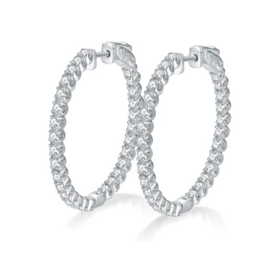 Full D Color VVS1 Moissanite Large Hoop Earrings For Women 925 Sterling Silver - Image 1 of 4