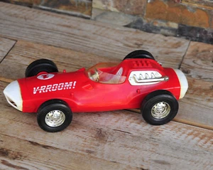 VNTG 1963 Mattel Toymakers Vrroom! No.1 Red Friction Motor Toy Race Car - 14" - Picture 1 of 14