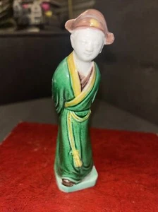 Chinese Vintage 5.5" Immortal Famille Statue Figurine Hand Painted Stamped - Picture 1 of 9