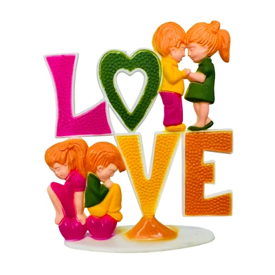 Wilton LOVE Boy Girl Vintage Cake Topper 1973 - Image 1 of 4