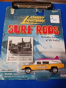 '70 Cadillac Hearse,Vintage JohnnyLightning 1996 Surf Rods, Santa Monica Maniacs - Picture 1 of 5