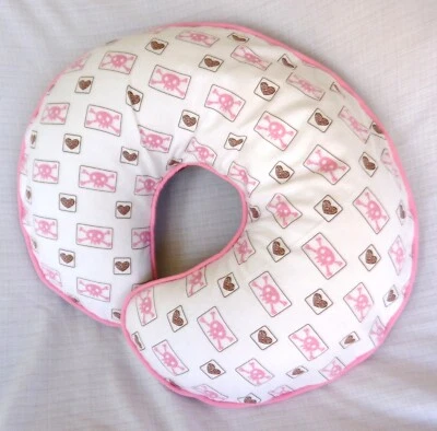 Pink Skulls & Crossbones Hearts Nursing Pillow Cover - fits Boppy - Sample Sale - Image 1 of 4