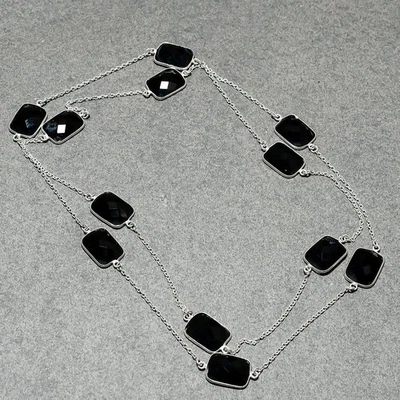 Collar Joyería Cadena Regalo Moda Hecho a Mano Piedras Preciosas Amatista Rosa 36" SR 2467 Foto 1 de 4