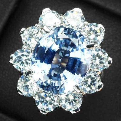 Кольца из белого золота 925 пробы с нежным васильковым синим сапфиром 10,55 карата - Изображение 1 из 4