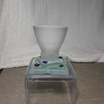 Frosted Small Vase/Votive Holder Glass W/Colored Pieces Glass Gems (item 25) - Image 1 of 4