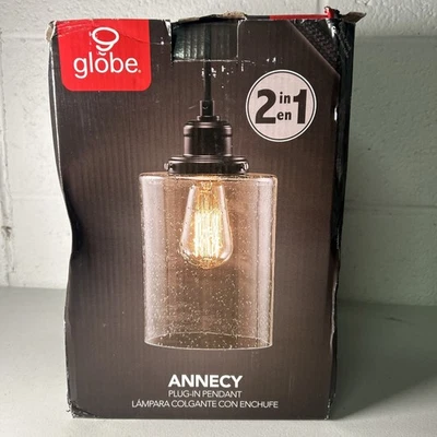 Globe Electric Annecy 1-Light Plug-In or Hardwire Dark Bronze Pendant Light - Image 1 of 3
