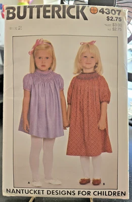 SEWING PATTERN Butterick4307 un cut  size 2 smocking - Image 1 of 2