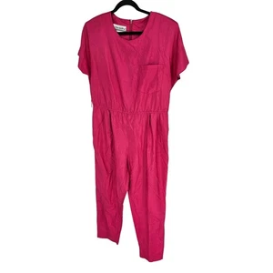 Vtg 1990s Joan Walters Womens Sz 14 Junpsuit One Piece Bright Pink Short Sleeve - Picture 1 of 4