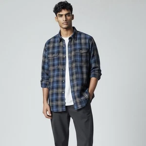 Timberland Men’s XL Blue Gray Plaid Flannel Shirt Cotton Long Sleeve - Picture 1 of 7