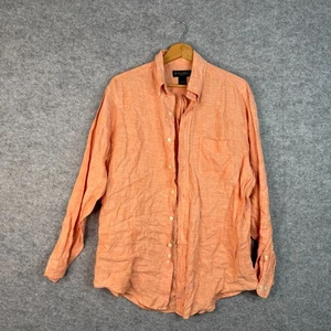 Camisa Brooks Brothers Hombre Talla M Naranja 100% Lino Manga Larga Informal - Imagen 1 de 11