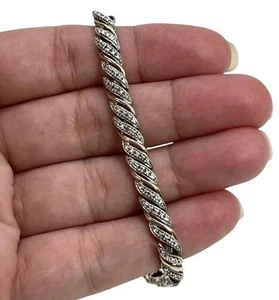 Vintage DL vergoldet zweifarbig Sterlingsilber 925 Diamantschliff Tennisarmband 7 Zoll - Bild 1 von 9