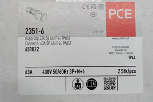 PCE Kupplung 2351-6 63A 5p 6h Shark 651022 400V 3P+N+PE CEE - Bild 1 von 1