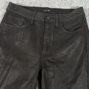 Joe's Jeans Coated High Rise Bootcut Black Pants 28 Contemporary Edgy Stretch - Picture 1 of 8