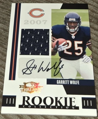 Garrett Wolfe 2007 Donruss Threads Autograph Auto Jersey Rookie Card #'d 23/25 - Image 1 of 2