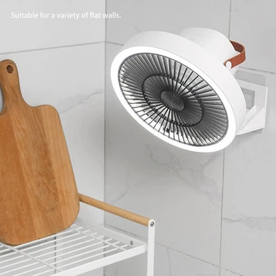 Small Wall Mount Fan With Remote Control Mini Oscillating Fan With Night Light 3 - Image 1 of 4