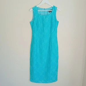 Laura Ashley 90s Linen Blend Midi Dress Fit AU10-12 Lined Floral Jacquard Design - Picture 1 of 12