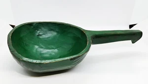 Primitive handgeschnitzte Holz bemalt 6,5" breit und 2,5" hoch Schüssel mit Griff - Bild 1 von 4