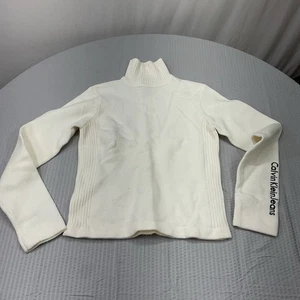Suéter Pullover Calvin Klein Talla L Blanco Crema Manga Larga Cuello Alto - Imagen 1 de 7