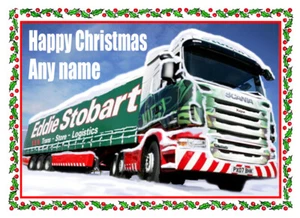 CAMIÓN EDDIE STOBART PERSONALIZADO TARJETA DE NAVIDAD CORREO GRATUITO 1A CLASE - Imagen 1 de 1