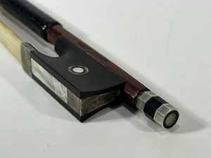 Vintage Albert Fischer 4/4 Violin Bow Silver Mounted with Mother-Of-Pearl Slide - Picture 1 of 18