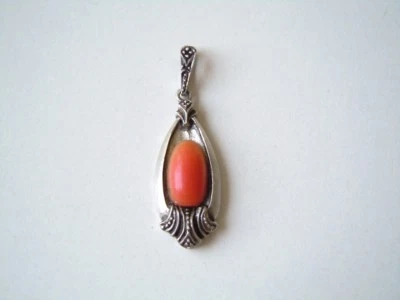 Antico Stile Liberty 835 Ciondolo Argento Corallo Piccolo 3,4 G/3,5 X 1,1 CM - Immagine 1 di 4