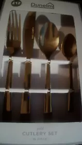 Dunelm: Juego de cubiertos de 16 piezas. Color dorado (acero inoxidable). 4 ajustes de lugar. - Imagen 1 de 5