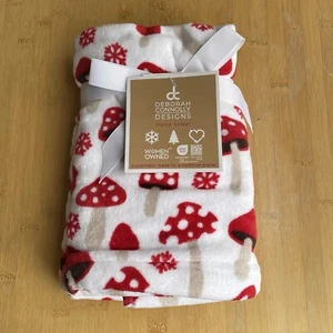 Deborah Connolly Red Mushrooms Snowflake Hand Towel NWT - Picture 1 of 5