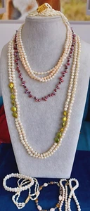 Real Pearl Necklaces & Bracelets Multicolour Gemstone Jewellery Job Lot Bundle - Imagen 1 de 9