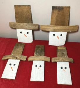 5 Handmade HILLBILLY SNOWMEN, Family ~ Made from Old Barrel Staves & Hoop - Imagen 1 de 7