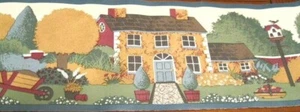 Wallpaper Border Colorful Country Home Manor House Garden Multi Color Eh99951  - Picture 1 of 2