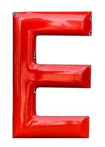 24" Tall Vintage Bright Red Porcelain Enamel Metal Sign Letter Capital E - Picture 1 of 14