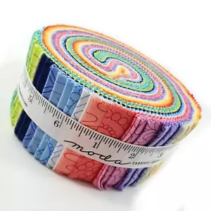 Moda Rainbow Sherbert 40 piece Jelly Roll 100% cotton strips, geometric fabric - Picture 1 of 8