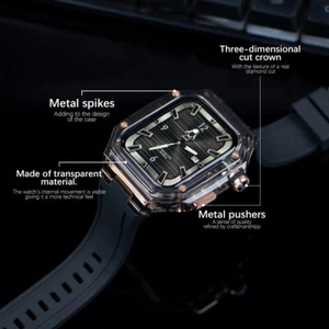 For Apple Watch 8 7 SE 6 5 Clear Glacier Case Rubber Band Silicone Strap Mod Kit - Picture 1 of 89