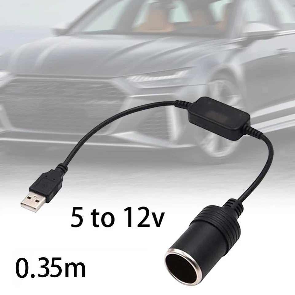 USB Male Plug to Cigarette Lighter Adapter Professional Max Output 12V 1A - Image 1 of 1