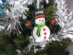 Personalised Christmas Tree Acrylic Bauble Decoration - Snowman - Gift Present - Picture 1 of 20