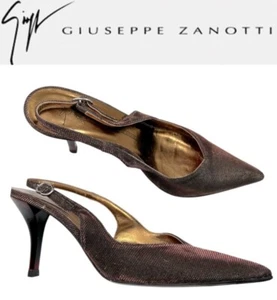 giuseppe zanotti WOMANS SLINGBACK SHOES 38 us 8 sparkly gold brown ombré heels - Picture 1 of 21