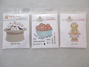 Peachy Keen Gingerbread Snowman Rubber Stamp LOT - Picture 1 of 2