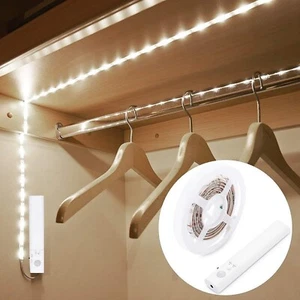 Motion Sensor Wardrobe Light, 2M LED Strip Closet Lights, PIR Auto on/Off, Ba... - Picture 1 of 6
