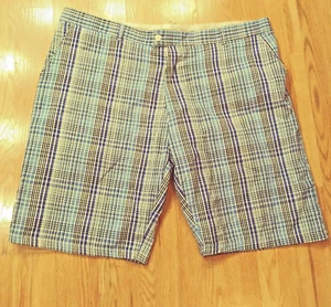 Pantalones Cortos Gino Lussari Para Hombre Talla 44 Azul A Cuadros Informales Bolsillos Frontales Planos - Imagen 1 de 4
