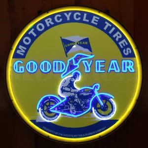 Goodyear Tires Motorcycle racing Flex LED Neon sign 36" Steel Case 40 pounds - Picture 1 of 3