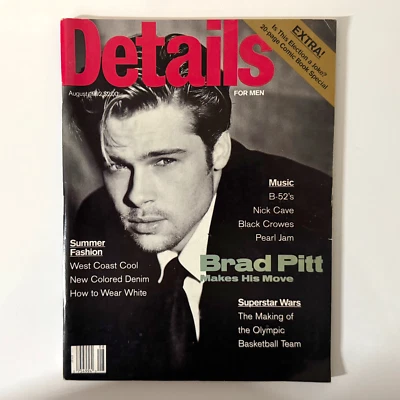 DETAILS Mag Aug 1992 BRAD PITT COOL WORLD Nick Cave Ren Stimpy Rosie O'Donnell  - Image 1 of 4