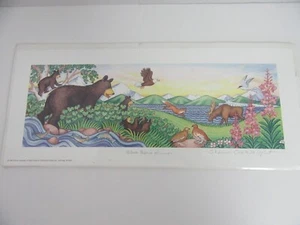 Impresión artística Shannon Cartright Alaska 1998 oso negro verano 7x16 alce zorro águila - Imagen 1 de 3