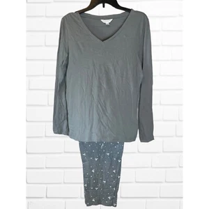 Charter Club Women's XL Pajama Set Gray Reindeer Long Sleeve Top Lounge Pant New - Picture 1 of 7