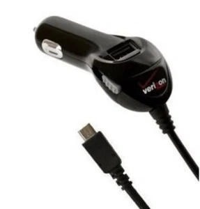 Verizon Car Vehicle Micro USB Charger with Extra USB Port 6' Coiled Black FREE! - Picture 1 of 10