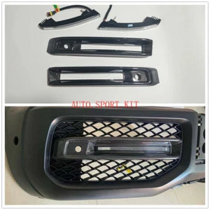 Carbon Fiber Front Bumper Cover LED Light Trim For Benz W463A W464 G63 AMG 19-23 - Picture 1 of 6