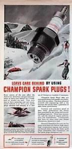 Champion 1940 bujías esquí de invierno anuncio impreso original - Imagen 1 de 1