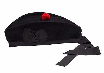 SHYNE KILTS U.K Glengarry Hat Plain Black -100% Pure Wool Classic Scottish Design SIZES 50-64CM