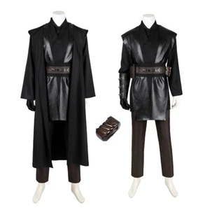 Adult Anakin Skywalker Starwars Cosplay Costume Black Jedi Outfit - Picture 1 of 22